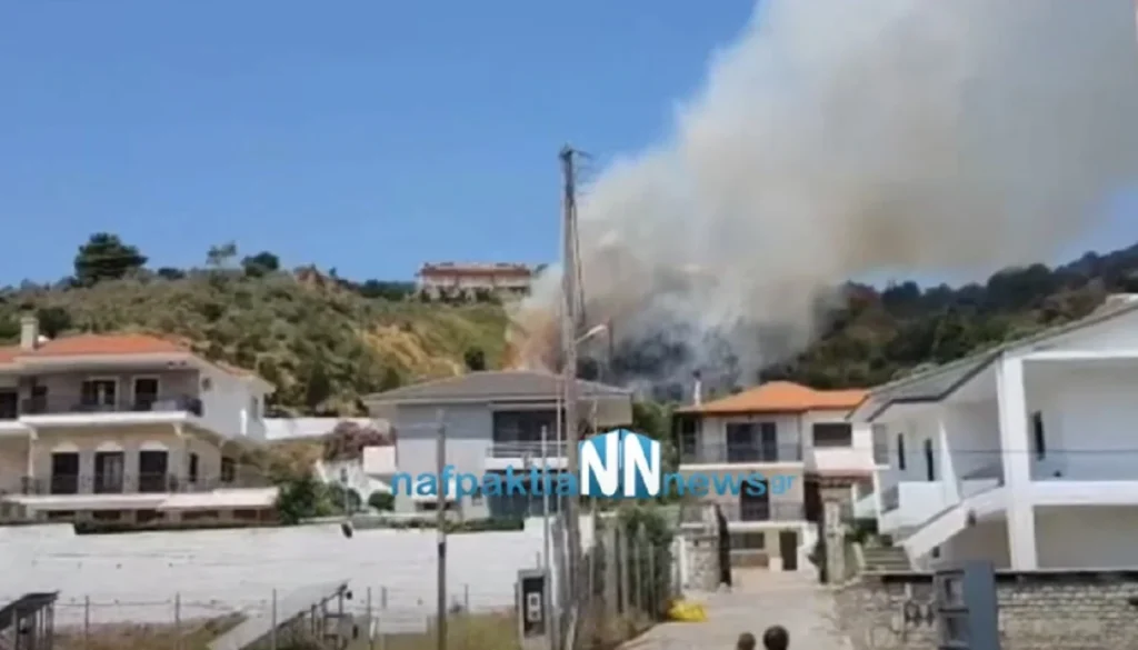 Φωτιά στη Ναύπακτο - Οι φλόγες κοντά σε σπίτια