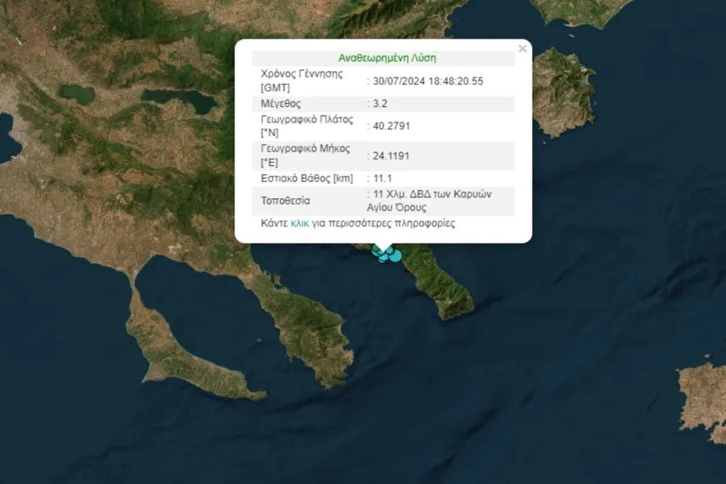 Σεισμική δόνηση 3,2 Ρίχτερ στο Άγιο Όρος