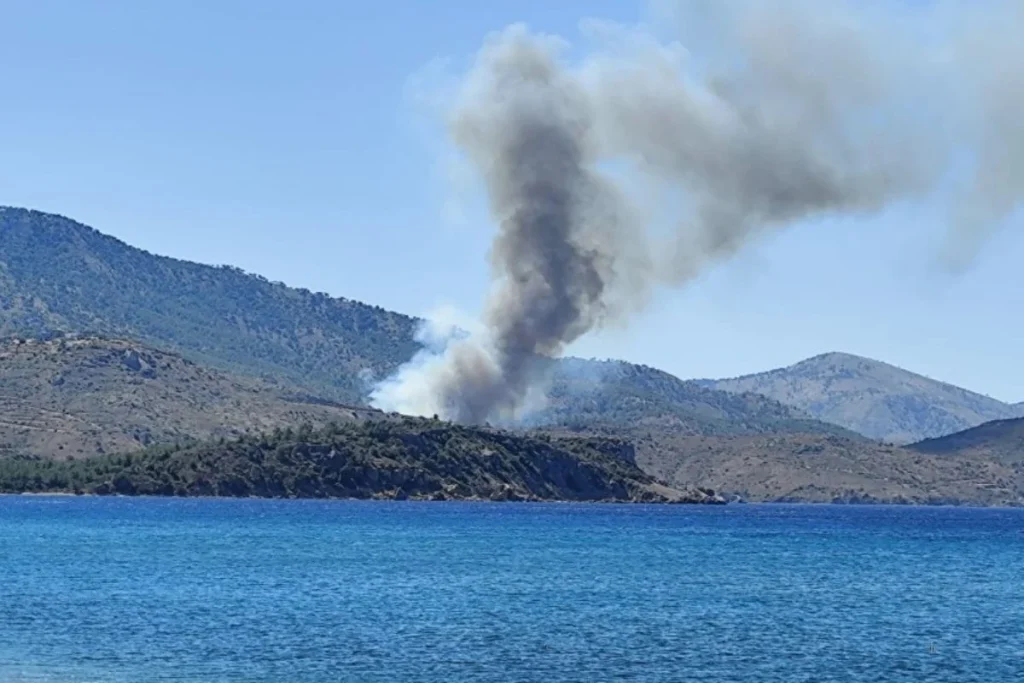 Χίος: Σε εξέλιξη μεγάλη  φωτιά που ξέσπασε στην περιοχή Μετόχι της Σιδηρούντας
