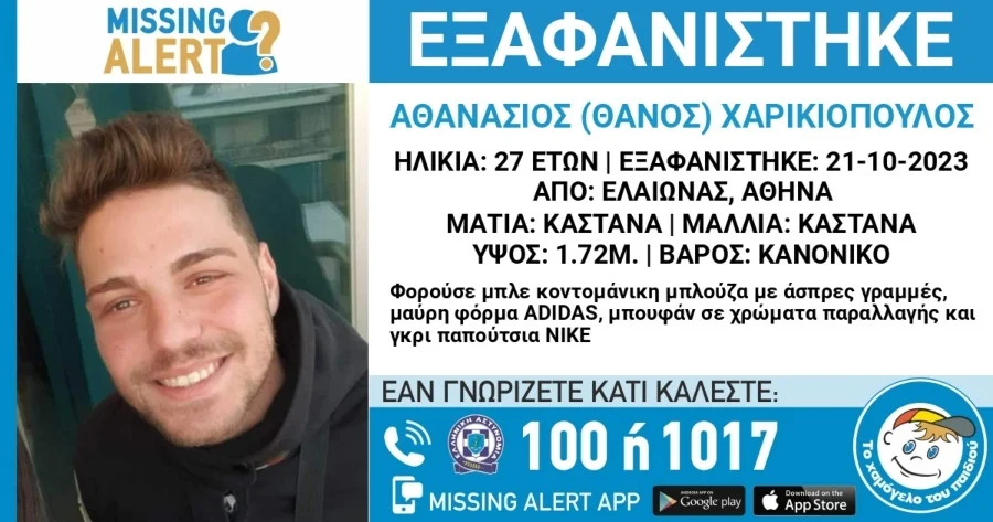 Missing Alert για 27χρονο που είναι εξαφανισμένος εδώ και 9 μήνες