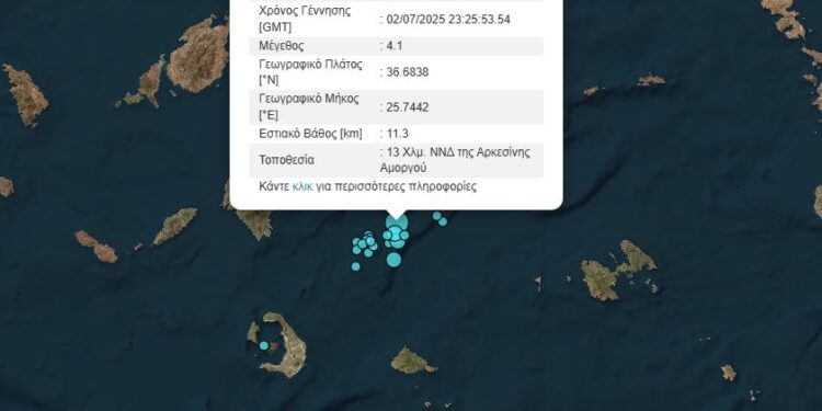 Σεισμός 4,1 Ρίχτερ στην Αμοργό