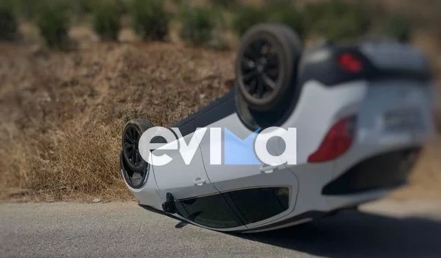 Αυτοκίνητο με τριμελή οικογένεια τούμπαρε στον περιφερειακό δρόμο των Πετριών στη Νότια Εύβοια – Σώοι οι επιβάτες