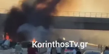 Σοβαρό τροχαίο στην Εθνική Αθηνών-Κορίνθου: Νταλίκα στις φλόγες - Ένας τραυματίας