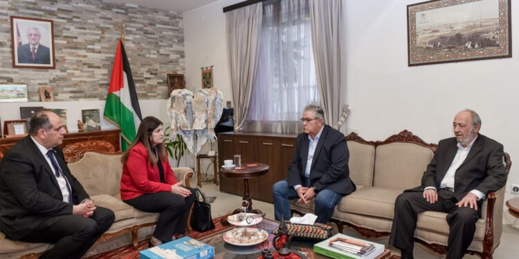 Συνάντηση Κουτσούμπα με την Υπ. Εξωτερικών της Παλαιστινιακής Αρχής, Βαρσέν Αγαπεκιάν Σαχίν