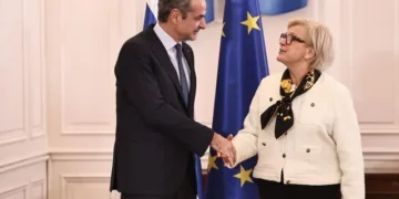 Κ. Μητσοτάκης στη συνάντηση με την υπουργό Ενόπλων Δυνάμεων της Γαλλίας Catherine Vautrin: "Έχουμε χτίσει ισχυρή στρατηγική σχέση με τη Γαλλία στην άμυνα"